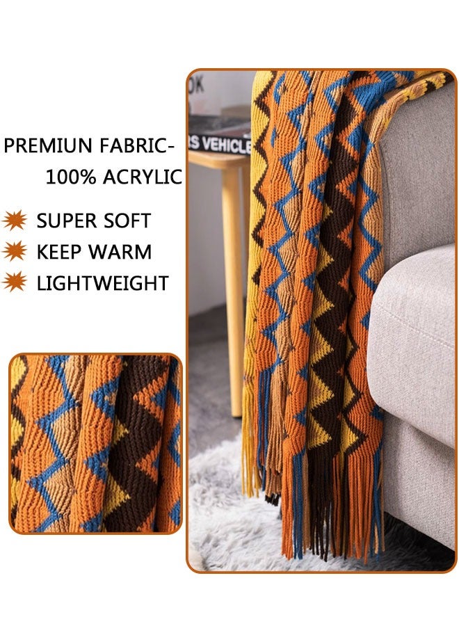 Knitted Tassel Blankets, Super Soft Cozy Lightweight Decorative Throw Blankets for Couch , Bed, Sofa, Outdoor Throw Blanket All Seasons 127x178CM（coffee  color） - Image 3
