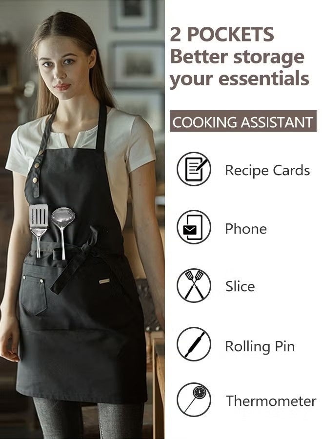 هومستر مريلة مطبخ من القماش المشمع - 3 مشابك قابلة للتعديل، مقاومة للماء والاتساخ للشواء والطهي - Image 2