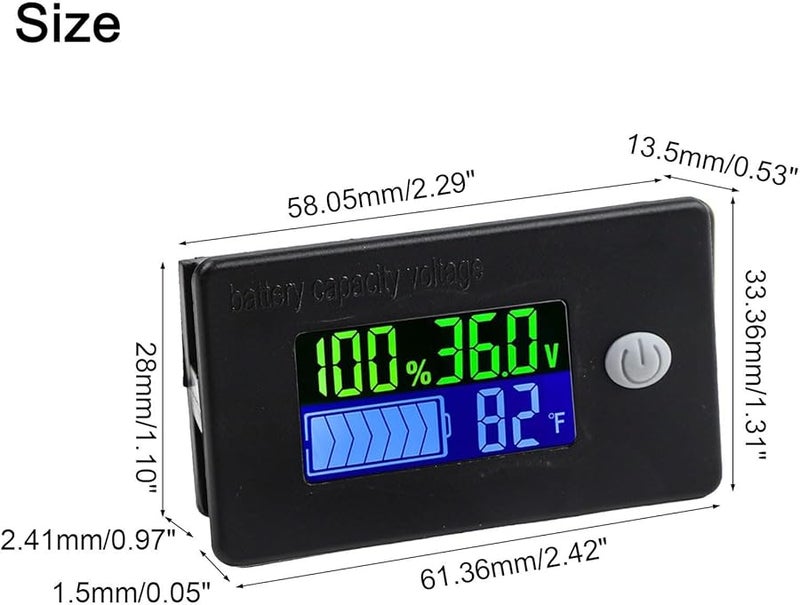 36V Digital Battery Capacity Tester for Lithium LiFePO4 Acid 12V to 72V DC Voltmeter Display Ebike Car RV Marine - Image 5