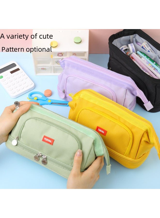 YUERUI Korean Style Boat-shaped Large Capacity Pencil Bag Simple Multi-layer Student Storage Stationery Bag Creative Multi-functional Canvas Stationery Box - Image 3