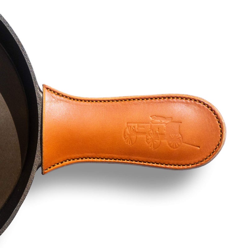 Lancaster Cast Iron Leather Cast Iron Handle Cover  Extra Thick Easy to Grip Heat Resistant Cast Iron Pot Holders  Best Skillet Handle Cover Works with Vintage Skillets Lodge Lancaster and More  Made in The USA 