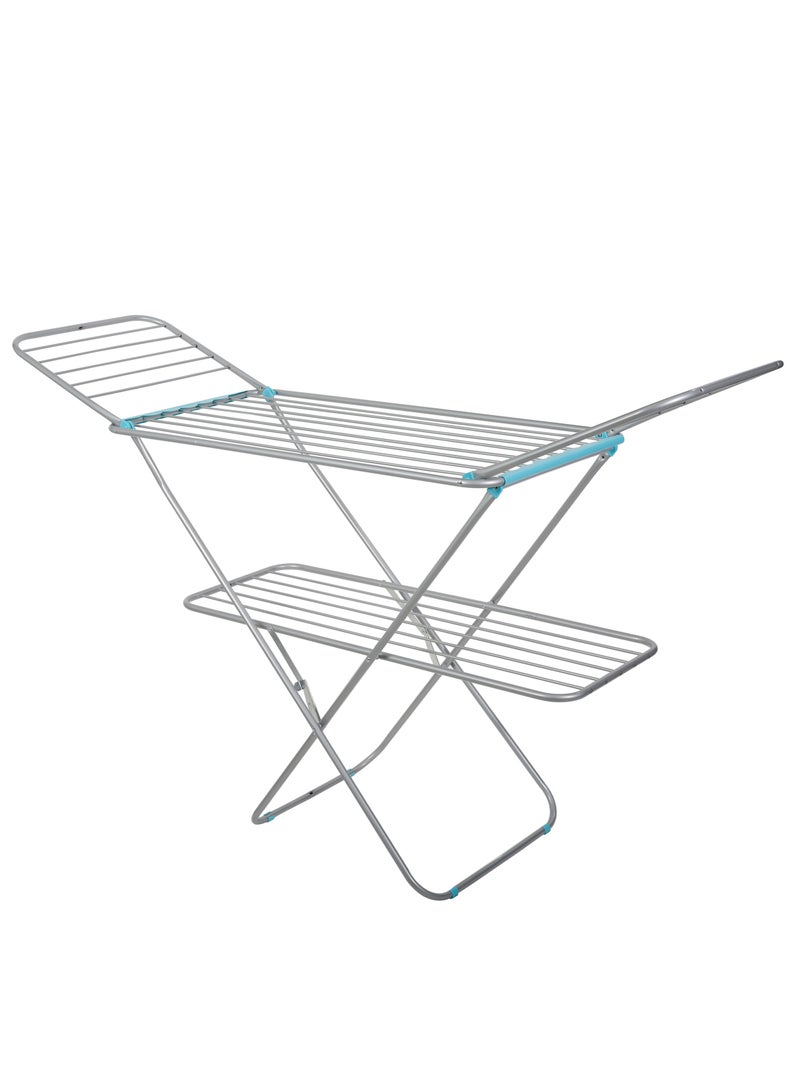 2-Tier Iron Cloth Dryer 30M - Heavy Duty, Foldable, Indoor/Outdoor Clothes Drying Rack
