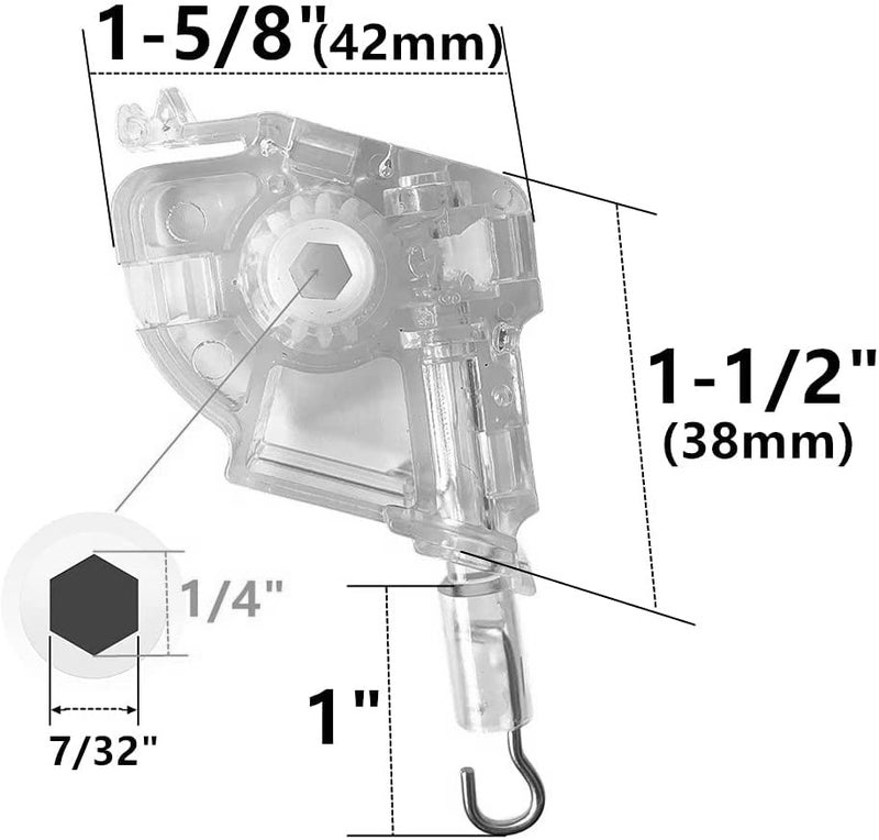 Cutelec 2pcs Low Profile Wand Tilter Mechanism with 7/32" Hexagon Shaped Gear Hook Connection for Low Rail Horizontal Wood and Faux Wood Blinds headrail - Image 2