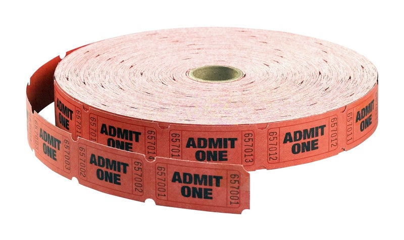 Maco Admit One Single Roll Tickets, red (MACM18610)