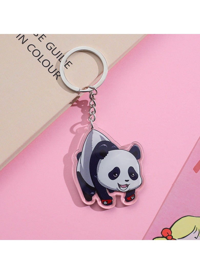 سلسلة مفاتيح أكريليك من قطعة واحدة على شكل باندا من الرسوم المتحركة Jujutsu Kaisen - Image 1