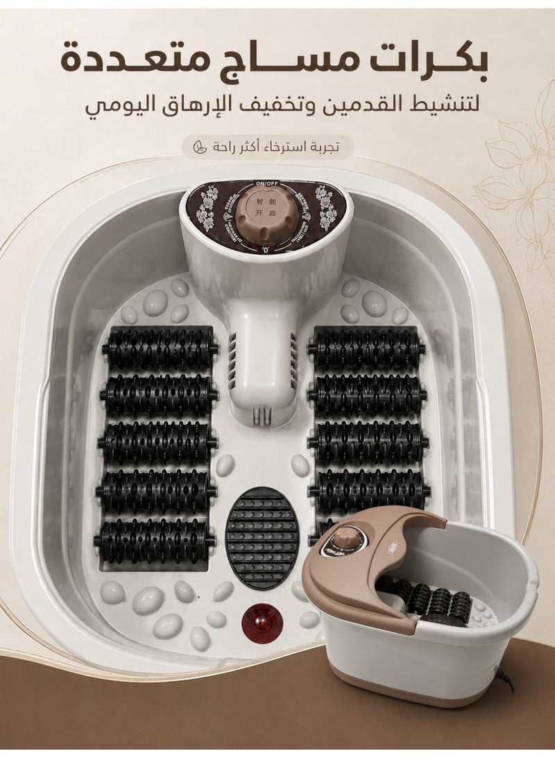 Ruay 500W Electric Foot Spa Massager with Fast Heating, Multiple Massage Rollers, Overheat Protection, Rotary Knob Control, Splash-Reducing Cover and Carry Handle for Home Foot Care - Image 4
