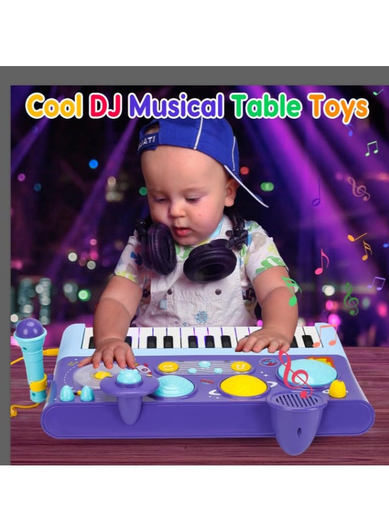 SYOSI 5 in 1 Toddler Musical Toys, Piano Keyboard Xylophone Drum with Microphone, for Girls Boys Birthday Easter Gifts, for Kid Age 1-4 DJ Music Table Instrument Learning, for Baby 9-18 Month (purple)  - Image 4