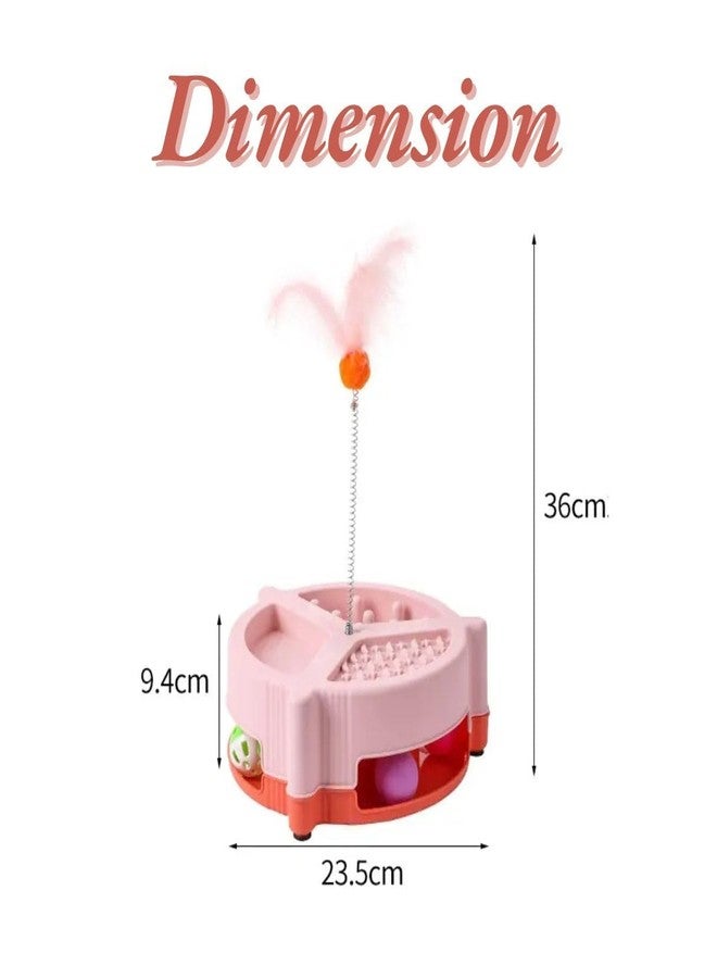 PET FUN Interactive Cat Tower Circle Track (Maze Tower) | Spinning Ball & Spring Feather Toy for Cats & Kittens | Multifunctional Slow Feeder & Play Centre with Non-Skid Base (Colour May Vary) - Image 2