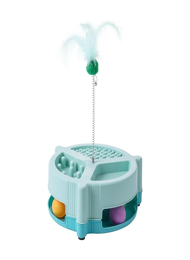 PET FUN Interactive Cat Tower Circle Track (Maze Tower) | Spinning Ball & Spring Feather Toy for Cats & Kittens | Multifunctional Slow Feeder & Play Centre with Non-Skid Base (Colour May Vary) - Image 1