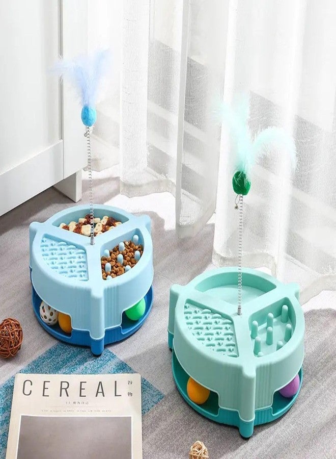 PET FUN Interactive Cat Tower Circle Track (Maze Tower) | Spinning Ball & Spring Feather Toy for Cats & Kittens | Multifunctional Slow Feeder & Play Centre with Non-Skid Base (Colour May Vary) - Image 4