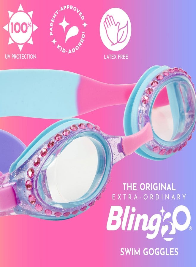 Bling 2O Girls Swim Goggles for Kids – Blue Rhinestone Design, Anti-Fog UV Protection Lenses, Adjustable Strap, Leakproof Comfortable Fit for Pool, Beach, Swim Lessons & Vacation, Ages 3+ - Image 3