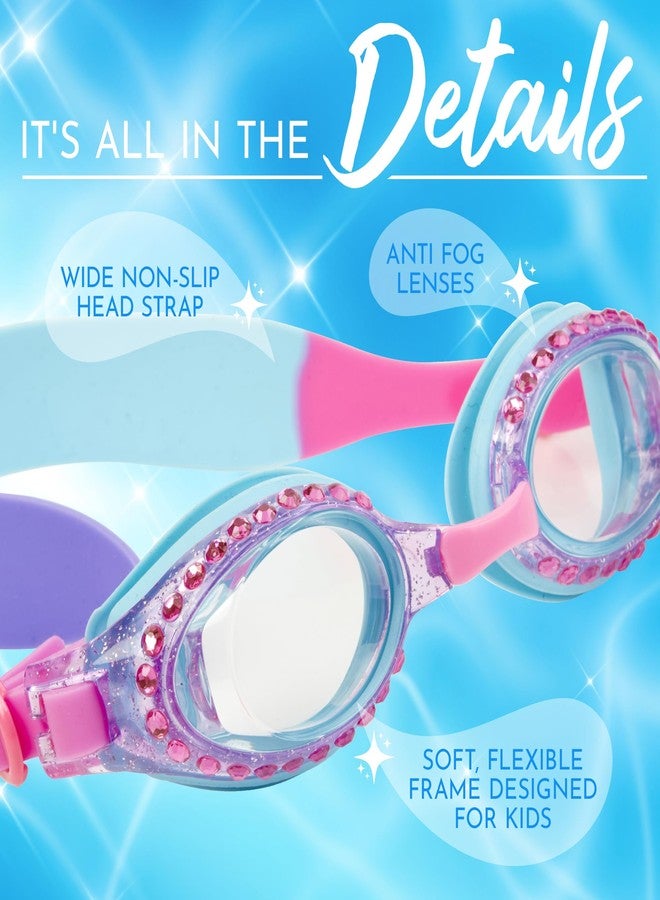 Bling 2O Girls Swim Goggles for Kids – Blue Rhinestone Design, Anti-Fog UV Protection Lenses, Adjustable Strap, Leakproof Comfortable Fit for Pool, Beach, Swim Lessons & Vacation, Ages 3+ - Image 4