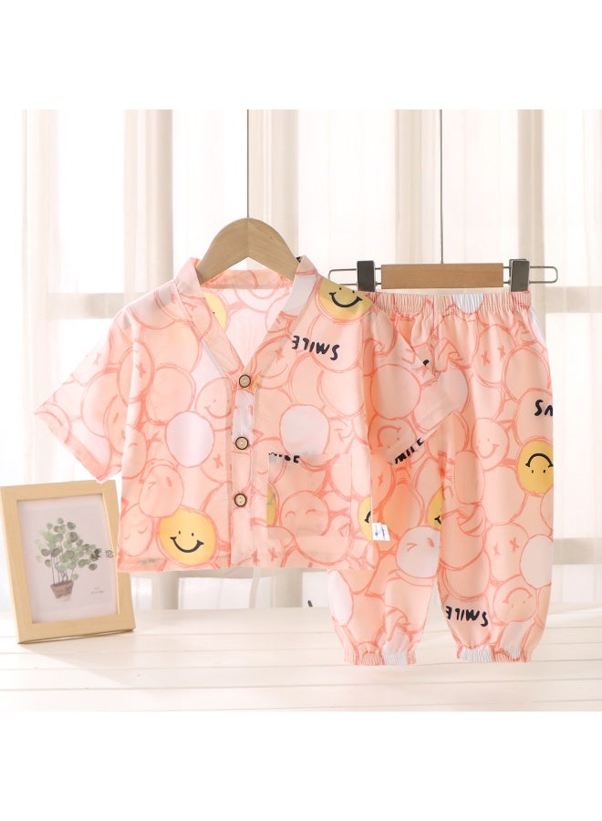 2-Piece Sets Summer Kids Sleepwear  Printed Short Sleeve Pants Cute Comfortable Loungewear Suits Night Clothes - Image 1
