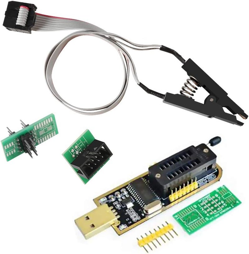 ACEIRMC SOIC8 SOP8 Flash Chip IC Test Clips Socket Adpter Programmer BIOS + CH341A 24 25 Series for EEPROM Flash BIOS USB Programmer Module (Double Clip+ USB) - Image 1