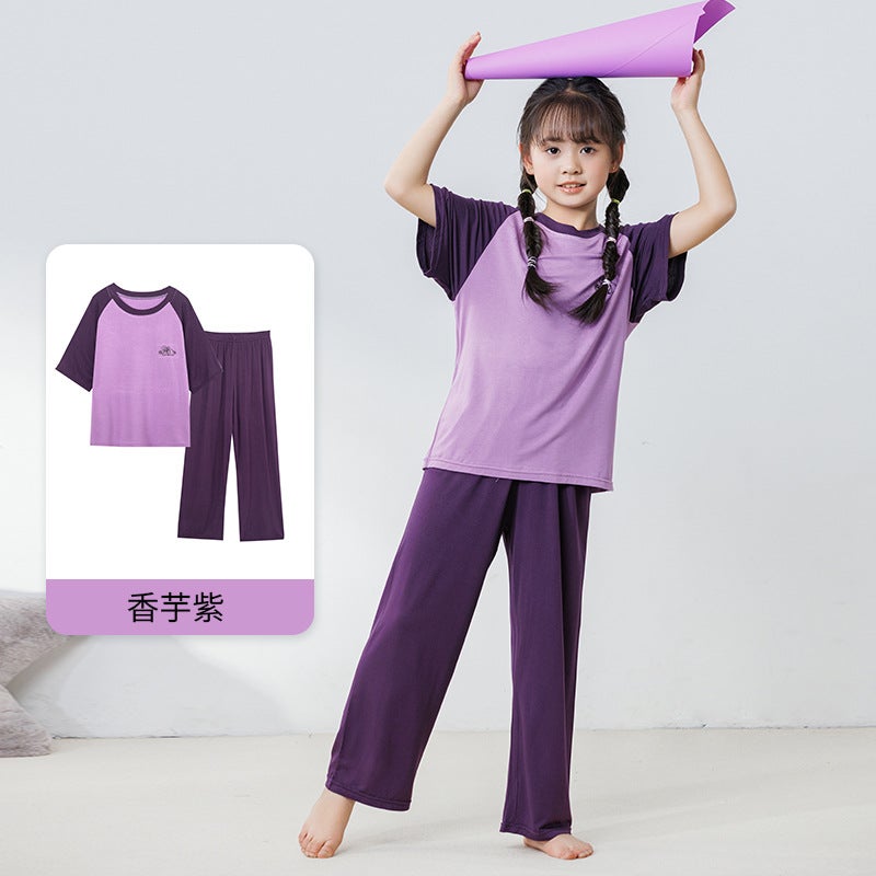 طقم بيجامات للأطفال للأولاد والبنات رقيق ملابس منزلية للأب والطفل مجموعة رياضية وترفيهية صيفية - Image 1