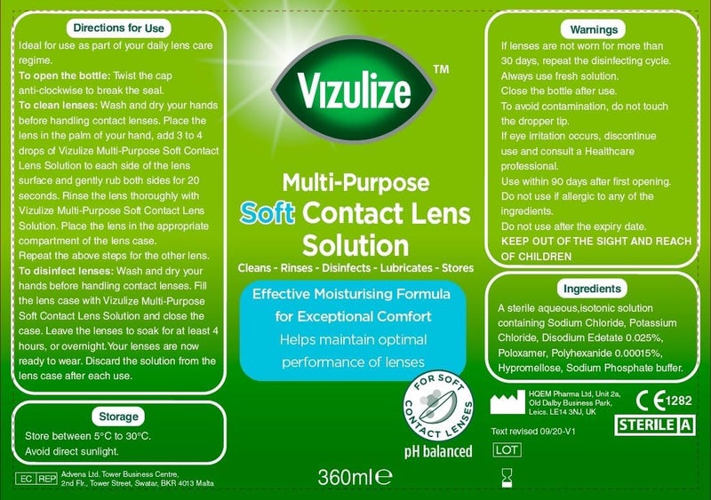 Vizulize All in One Soft Contact Lens Solution 360ml Gentle on Soft lenses cleans rinses disinfects and lubricates for optimal comfort Lens case included - Image 4