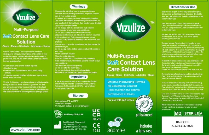 Vizulize All in One Soft Contact Lens Solution 360ml Gentle on Soft lenses cleans rinses disinfects and lubricates for optimal comfort Lens case included - Image 5