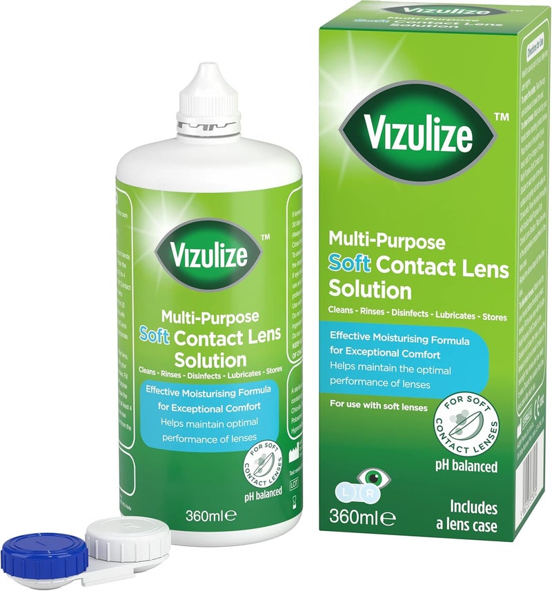 Vizulize All in One Soft Contact Lens Solution 360ml Gentle on Soft lenses cleans rinses disinfects and lubricates for optimal comfort Lens case included - Image 3