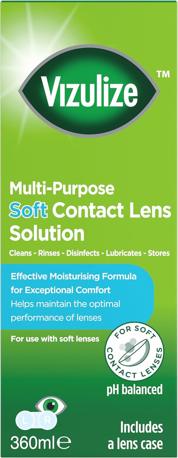 Vizulize All in One Soft Contact Lens Solution 360ml Gentle on Soft lenses cleans rinses disinfects and lubricates for optimal comfort Lens case included - Image 2
