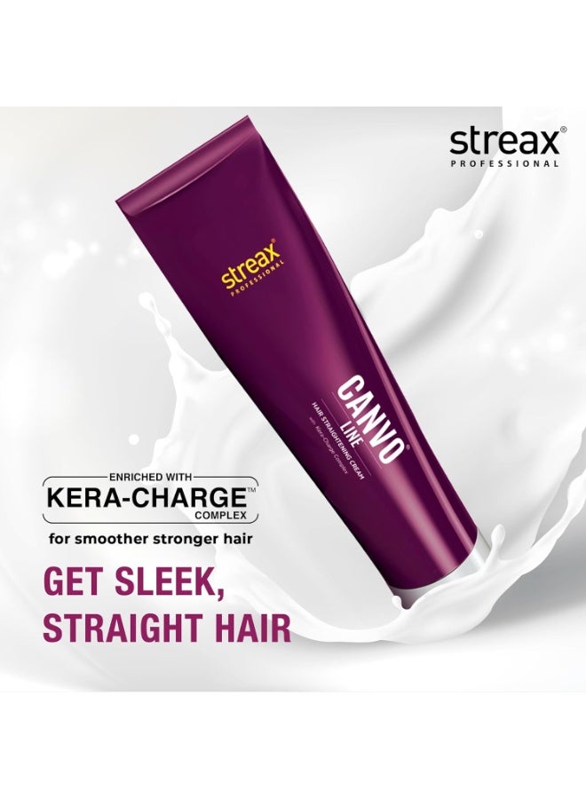 Streax Professional Canvoline Hair Straightening Cream, With Kera-Charge Complex, For All Hair Types, Intense, 160 gm - Image 4