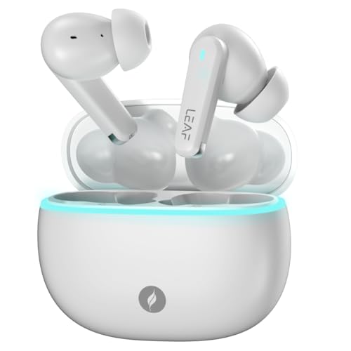 Leaf Buds X121 True Wireless in Ear Earbuds Ai Sound App, 30H Playtime, Quad Mic with Enc, 50Ms Low Latency, Fast Charging(10Min=200Min), 10Mm Driver, Ipx5, Bluetooth V5.4 TWS (Pure White) - Image 1