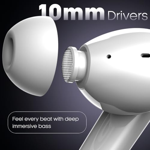 Leaf Buds X121 True Wireless in Ear Earbuds Ai Sound App, 30H Playtime, Quad Mic with Enc, 50Ms Low Latency, Fast Charging(10Min=200Min), 10Mm Driver, Ipx5, Bluetooth V5.4 TWS (Pure White) - Image 3