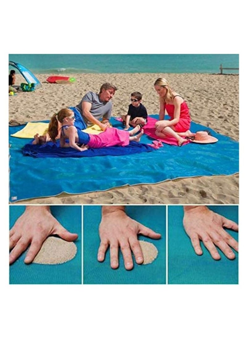 Alissa Sand Proof Blanket, Portable Sand Free Beach Mat - Dirt & Dust Disappear for Picnic, Camping Travel Blue  - Image 2