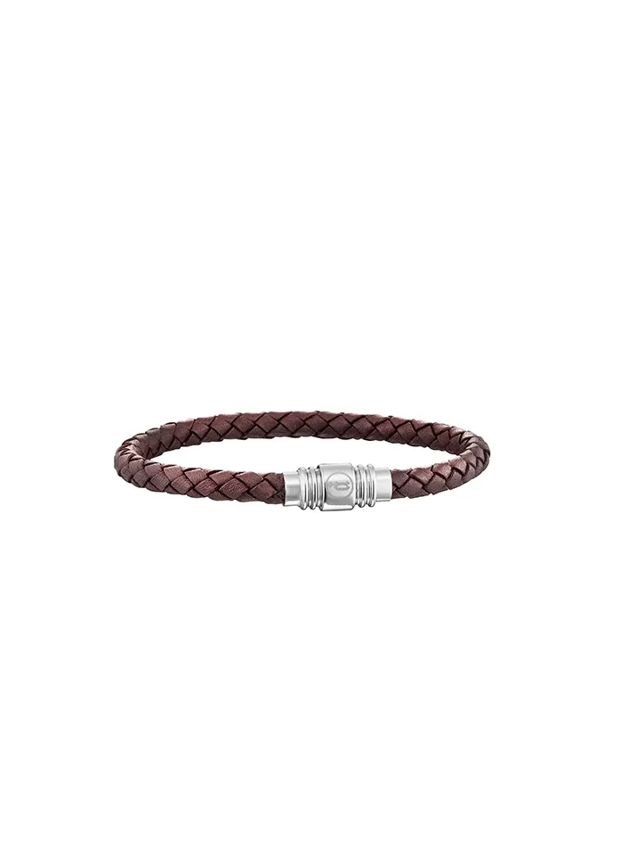بوليس Sublime Brown Leather Braided Bracelet for Men