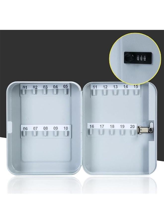 HOOKOR Key Safe Storage Cabinet with 3 Digit Combination Lock - Fixings and Key Tags Included - Wall Mounted Security Solution for your Home or Office (White20) - Image 1