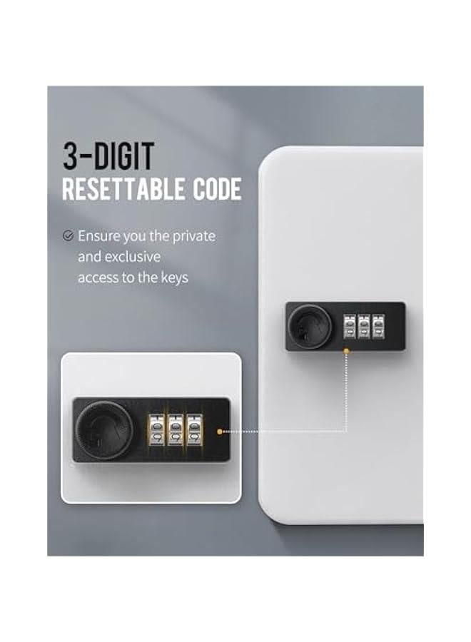 HOOKOR Key Safe Storage Cabinet with 3 Digit Combination Lock - Fixings and Key Tags Included - Wall Mounted Security Solution for your Home or Office (White20) - Image 3