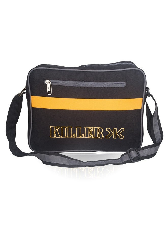 Killer Mens Sling Bag - Killer Carson Man Messenger Sling Bag Trendy PU Messenger Bag - Black - Image 1