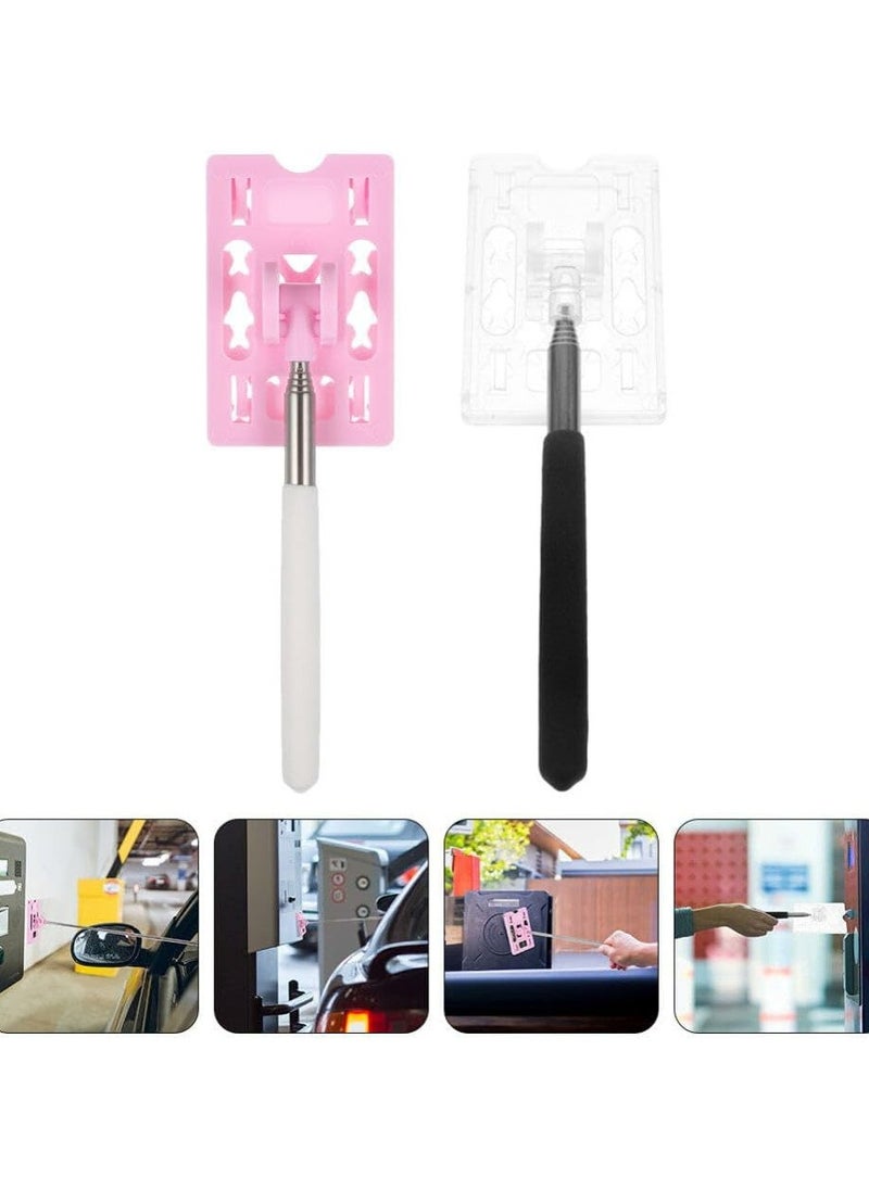 Oasisgalore 2pcs Telescopic Payment Rods - Contactless Card Holder for Car Parking (Pink & Clear)  - Image 5