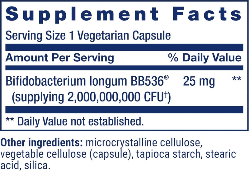 Life Extension بروبيوتيك توازن بيفيدو جي آي من لايف إكستينشن بيفيدوبكتيريوم لونغوم BB536 2 مليار CFU دعم صحة الأمعاء صحة الهضم خالي من الغلوتين غير معدل وراثيًا نباتي 60 كبسولة - Image 3
