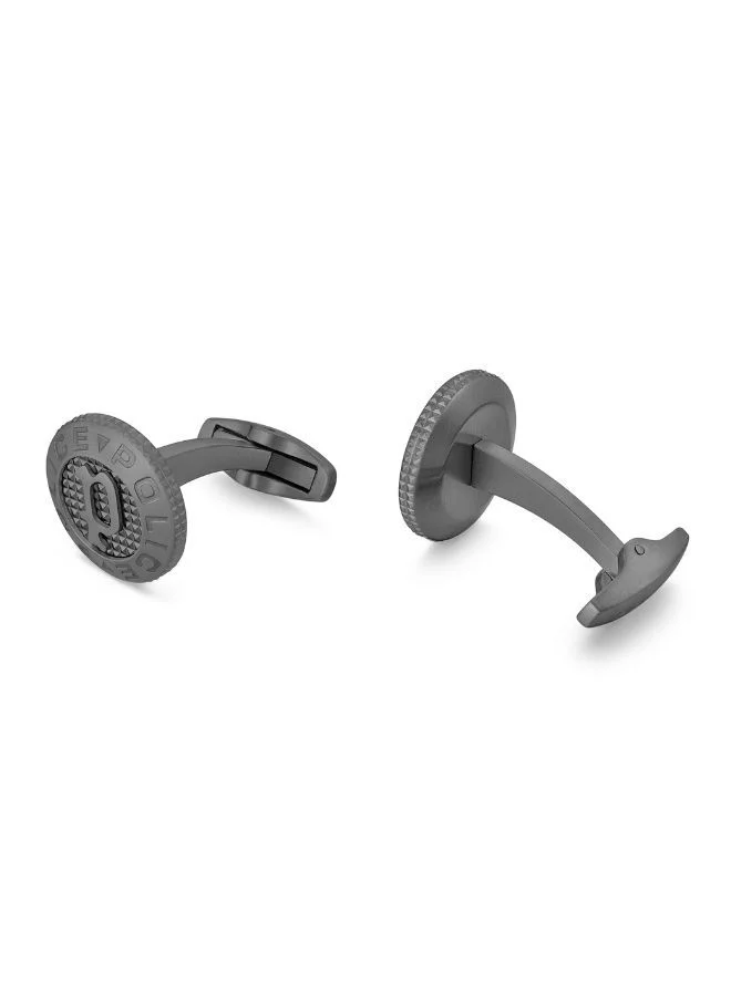 POLICE Stud Cufflinks For Men Black Metal Plated