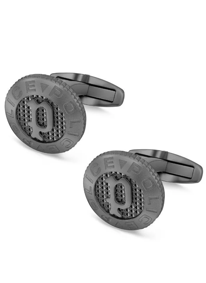 بوليس Stud Cufflinks For Men Black Metal Plated