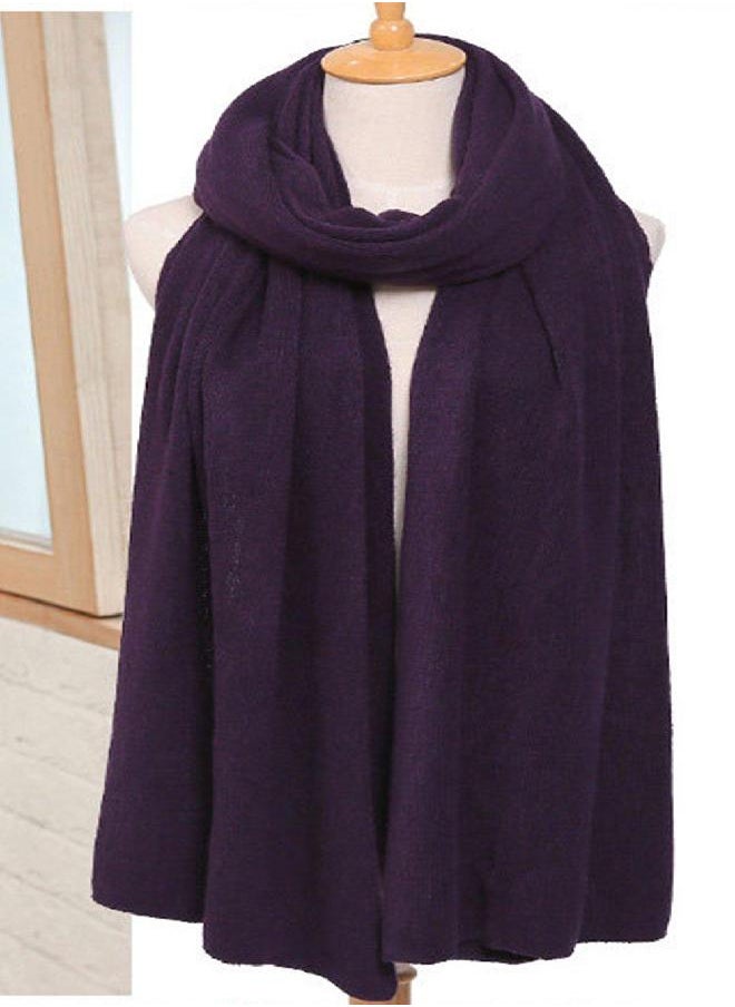 Wander Agio Wander Agio Womens Warm Long Shawl Winter Blanket Scarf Scarf Pure Color Purple 