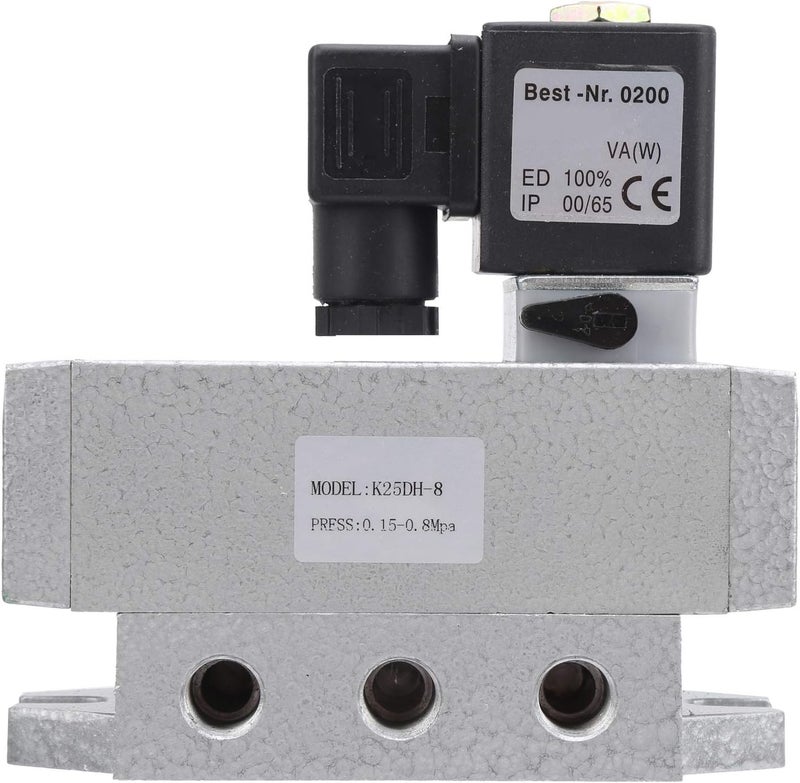 2 Position 5 Way Solenoid Valve, Single Electric Control Industrial Valve, Aluminum Alloy G1/4in Solenoid Valve with Automatic Seal Compensation for High Flow Media (AC110V) - Image 4