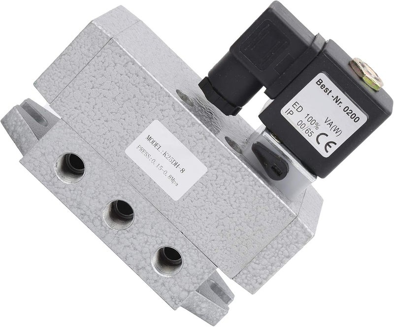 2 Position 5 Way Solenoid Valve, Single Electric Control Industrial Valve, Aluminum Alloy G1/4in Solenoid Valve with Automatic Seal Compensation for High Flow Media (AC110V) - Image 5