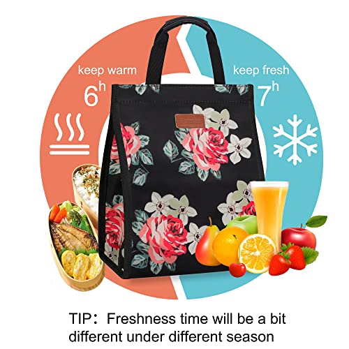 Femuar Lunch Bags for Women Insulated Reusable Lunch Tote with Internal Pocket, Lunch Tote bag for Work (Flower) - Image 4