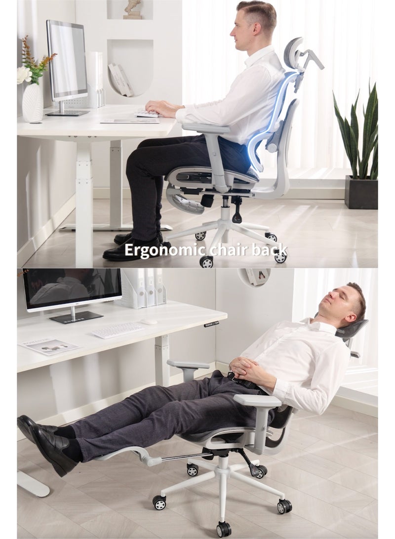 AnneFish Ergonomic Mesh Office Chair with Footrest and Adjustable Lumbar Support Adjustable Height High Back Reclining Chair Adjustable Armrests Executive Desk Chair Home Office Chair Comfortable Computer Gaming Chair With Silent Swivel Wheels - Image 2