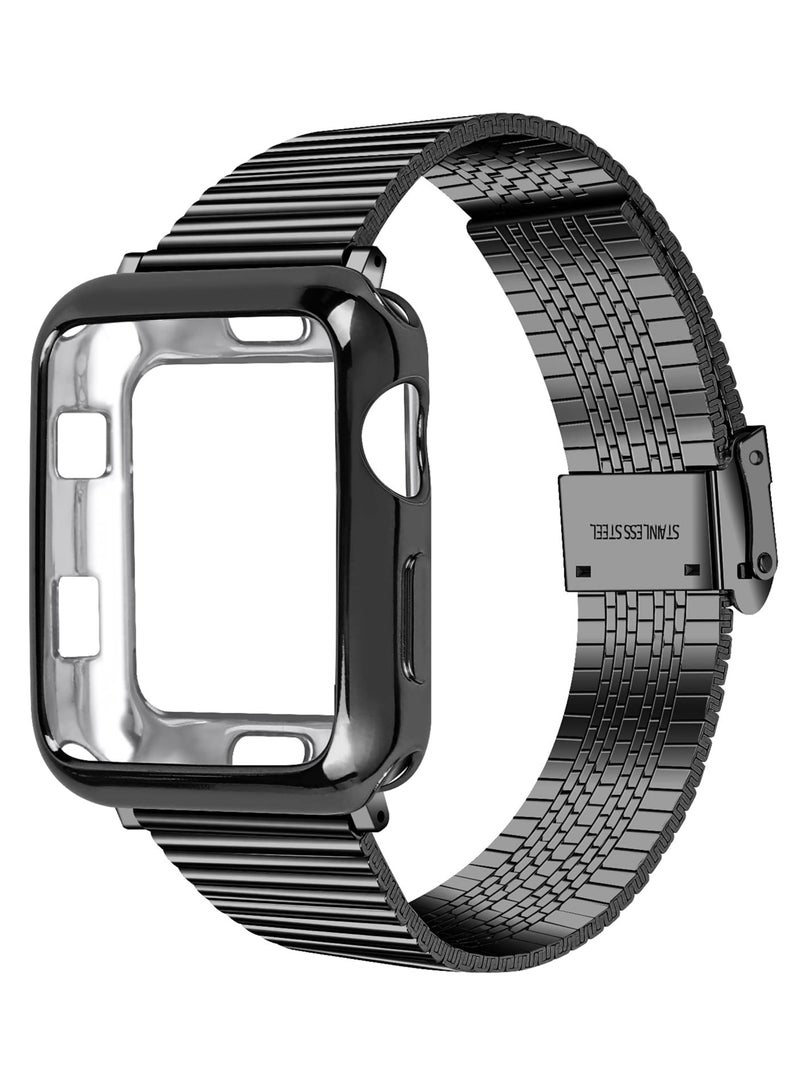 Metal Band Stainless Steel Compatible for Apple Watch Bands 42/44mm with Case Sport Adjustable Watch Bands Suitable for IWatch Series SE 6 / 5/4 / 3/2/1 for Women Men - Image 1