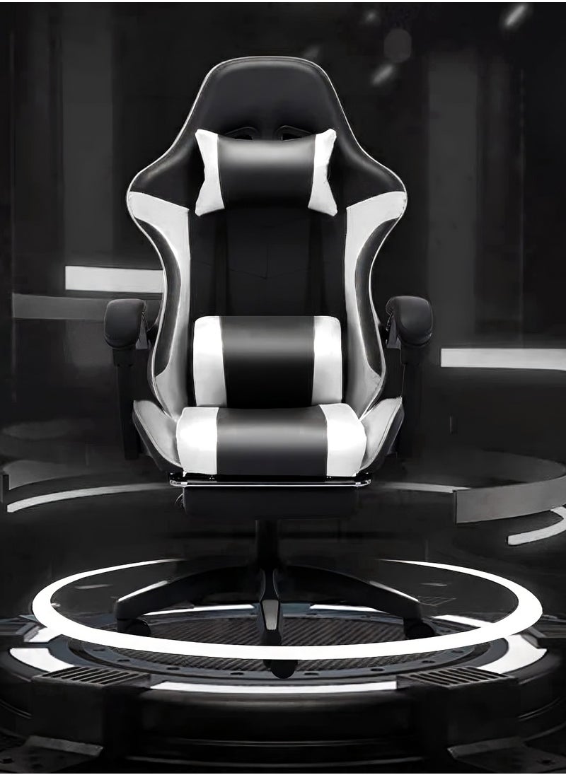 Black & White Gaming Chair with Footrest: Internet Cafe E-Sports Recliner - Comfortable Swivel Seat for Home Office and Computer Gaming - pzsku/Z1C05E966D2DC1F318DC4Z/45/_/1714556443/b0c09b54-db3c-4773-9a37-b651d7eea50f