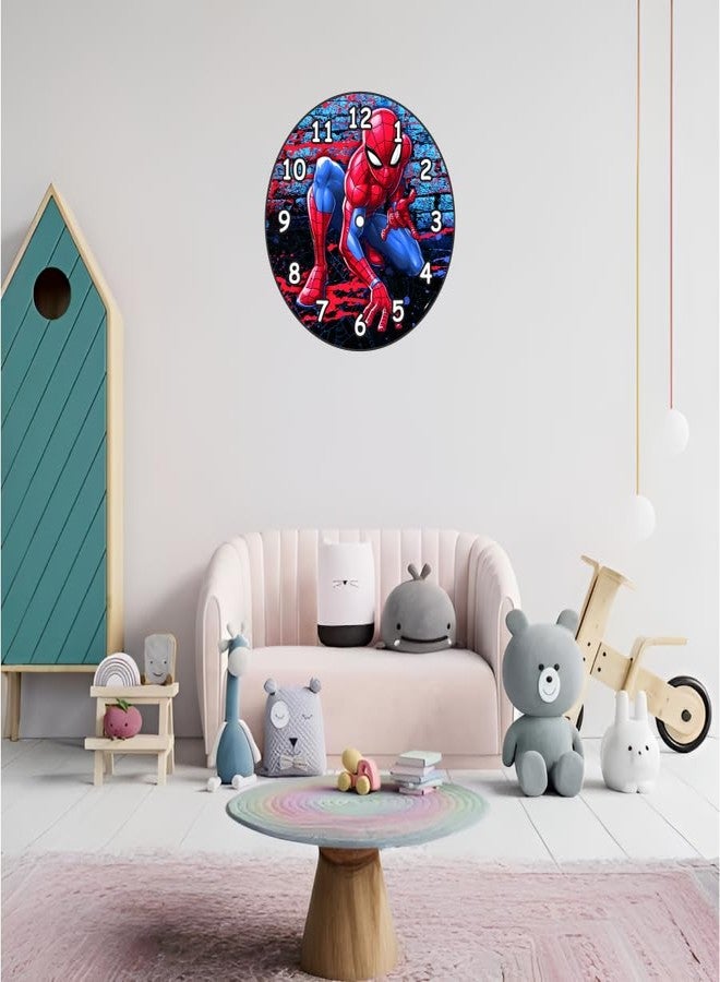TERA MERA GIFT Spider-Man Superhero Wall Clock, Round Kids Room Decor, Red and Blue Design Best for Return Gift Birthday | Kids | Room | Home | Office (12 INCH) - Image 3