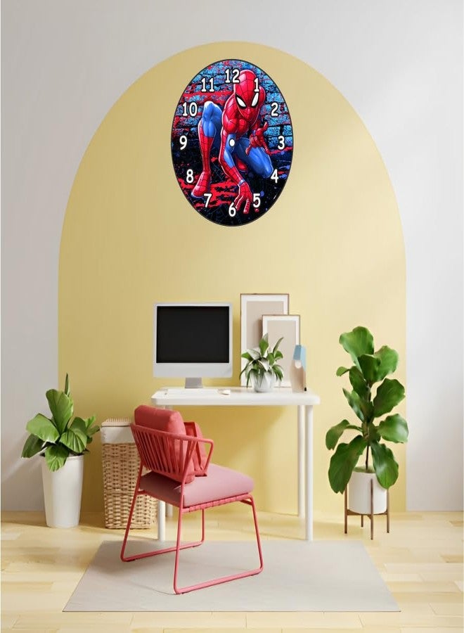 TERA MERA GIFT Spider-Man Superhero Wall Clock, Round Kids Room Decor, Red and Blue Design Best for Return Gift Birthday | Kids | Room | Home | Office (12 INCH) - Image 4