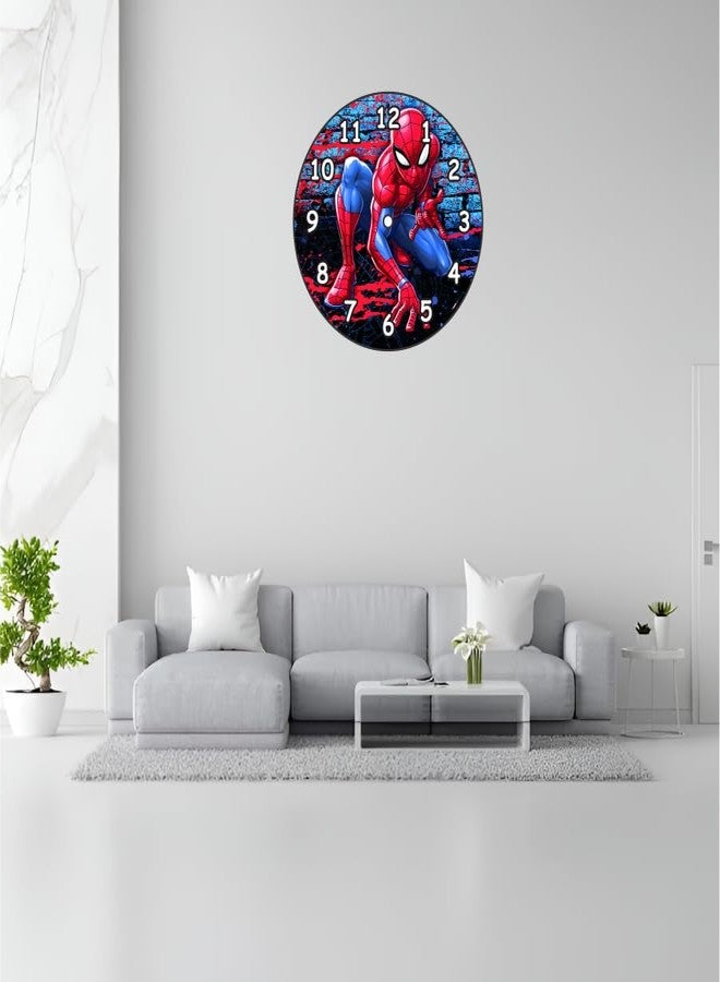 TERA MERA GIFT Spider-Man Superhero Wall Clock, Round Kids Room Decor, Red and Blue Design Best for Return Gift Birthday | Kids | Room | Home | Office (12 INCH) - Image 2