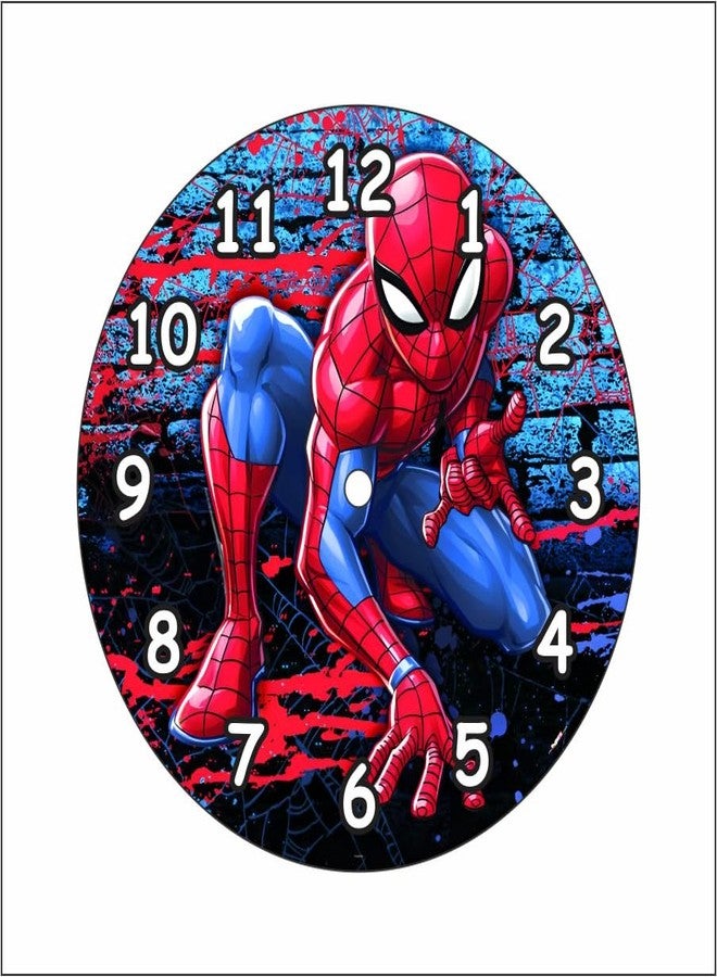 TERA MERA GIFT Spider-Man Superhero Wall Clock, Round Kids Room Decor, Red and Blue Design Best for Return Gift Birthday | Kids | Room | Home | Office (12 INCH) - Image 1