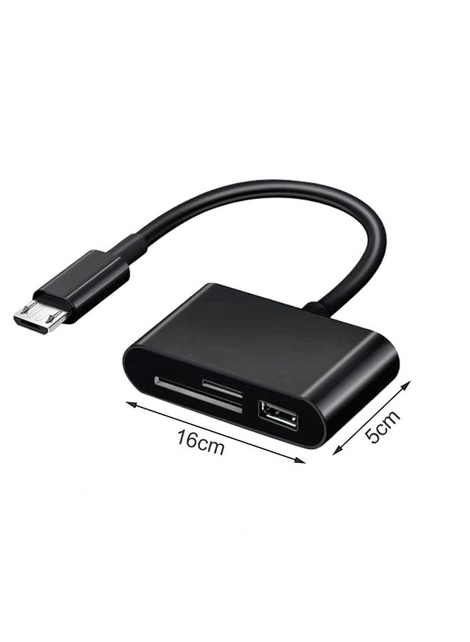 BELANO 3-in-1 SD Card Reader with Type-C Connector, Supports SD/TF/USB, Plug & Play Memory Card Adapter for Android, Tablet, MacBook, Laptop (Black) - Image 2