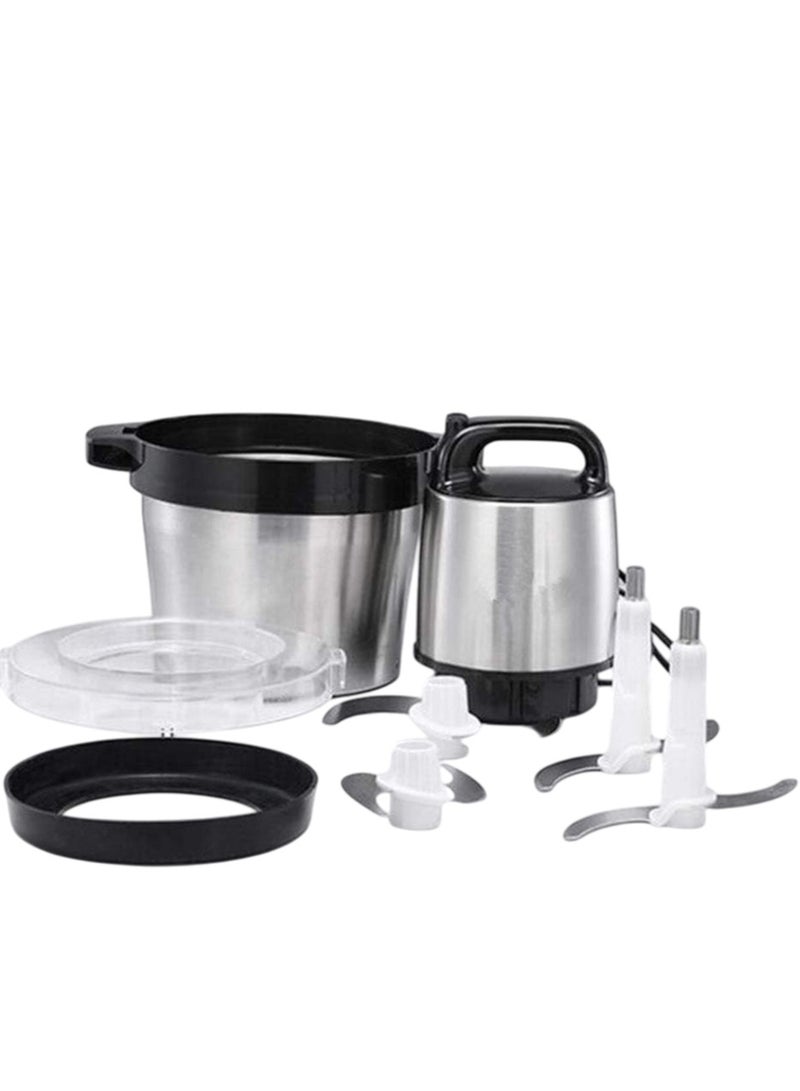 مفرمة لحم من الفولاذ المقاوم للصدأ، محضرة طعام بقوة 1000 وات بسعة 6 لتر و4 شفرات، لتقطيع اللحوم والخضروات والفواكه والمكسرات - Image 2