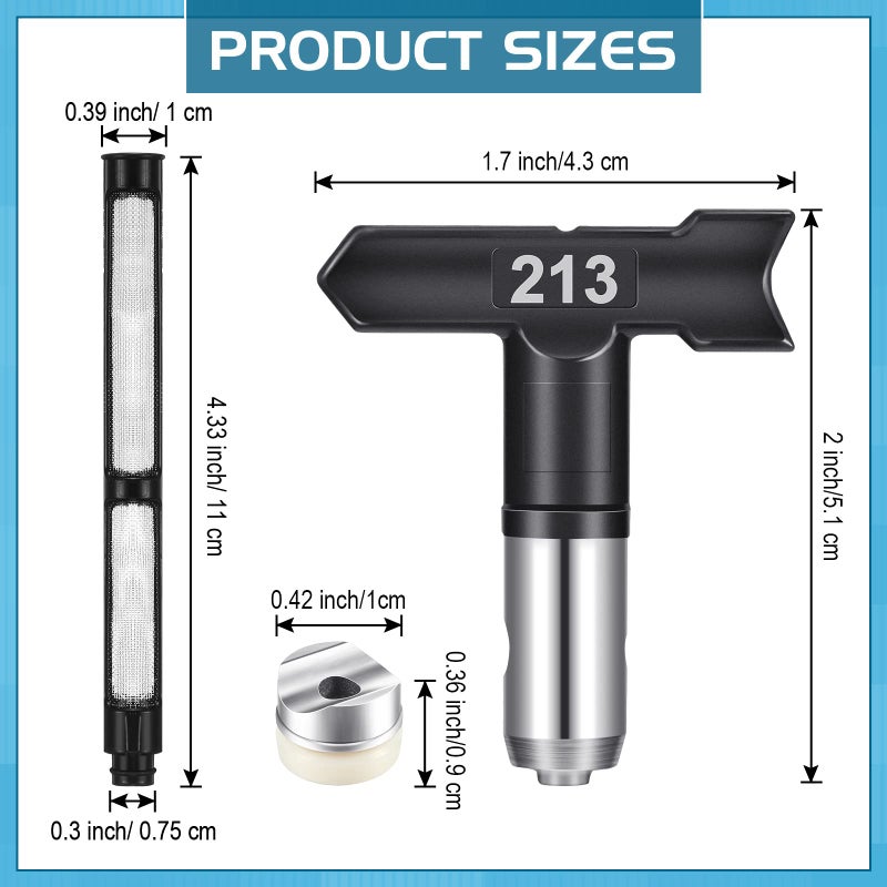 Amyhill 10 Pcs Spray Tips Airless Paint Sprayer Nozzle Tip and 10 Pcs Airless Spray Gun Filter Reversible Tip Paint for Sprayer Accessories(109, 213, 311, 315, 411, 415, 517, 523, 621, 623) - Image 2