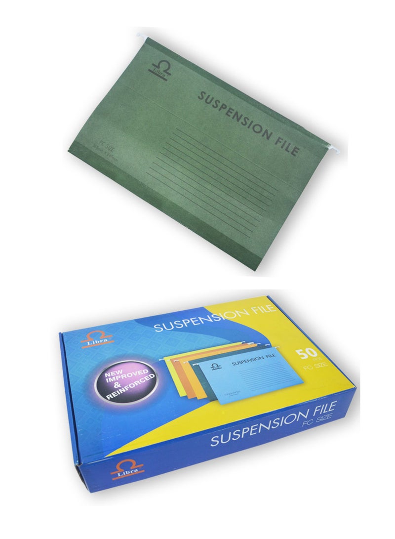 Libra Foolscap Suspension File 230gsm Green, 50pcs - Image 1